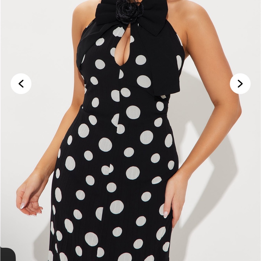 Elegant Black and White Polka Dot Dress